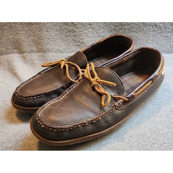L.L. Bean Other - LL Bean Men Size 12 212164 Leather Flannel Lined Moccasin Slippers Brown